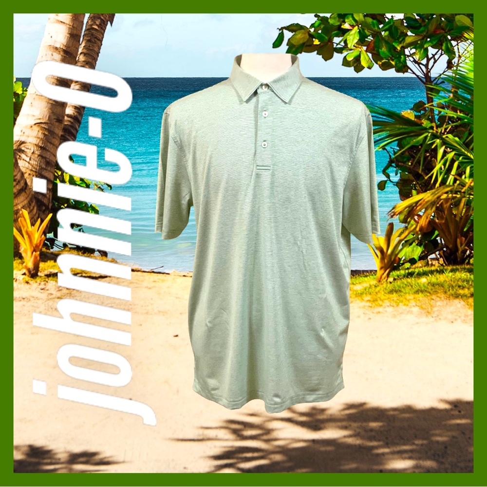 Men’s Lyndon Striped Moisture Wicking Polo Shirt Juniper Large